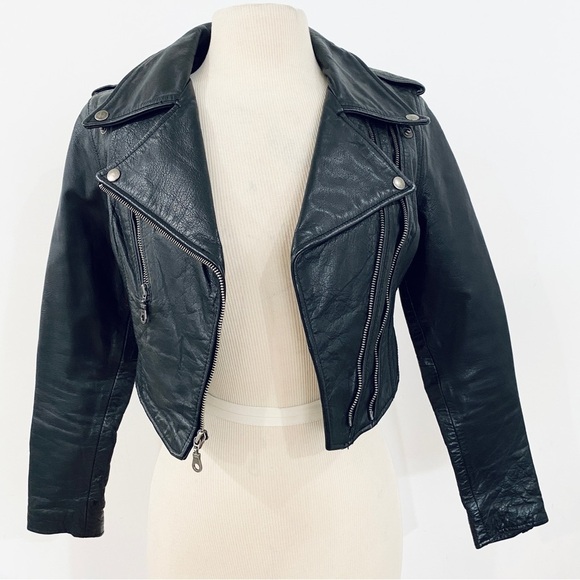 Highway One Vintage genuine leather cropped motorcycle jacket Y2K - Picture 1 of 15